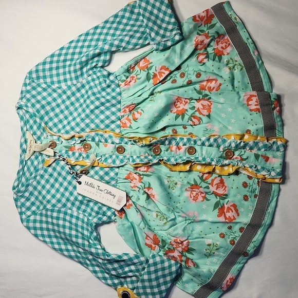 Matilda Jane x Joanna Gaines Girls Size 2 Top | Floral Gingham Ruffle NWT - Picture 2 of 7